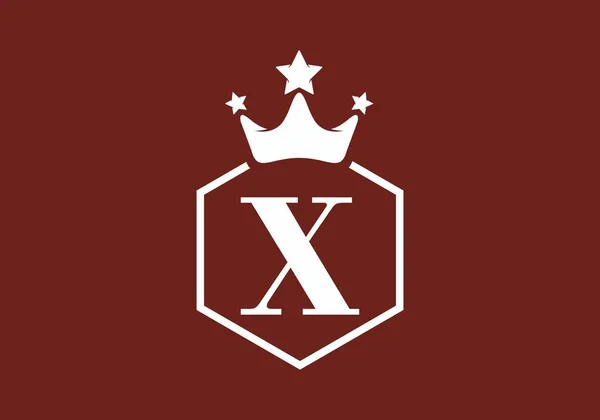 Dark Red Initial Letter Crown Logo — Stock Vector