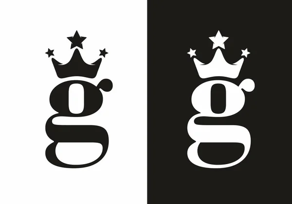 Lettre Initiale Avec Couronne Logo Noir Blanc — Image vectorielle