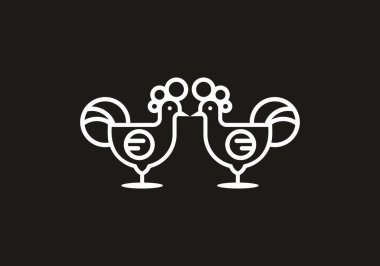 İkiz tavuk vektör logosu tasarımı