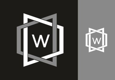 Çerçeve tasarımında W harfinin beyaz siyah grisi