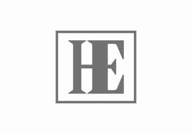 Kare tasarımda Gri HE ilk harf