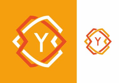 Çerçeve tasarımında Y harfinin sarı turuncu beyazı