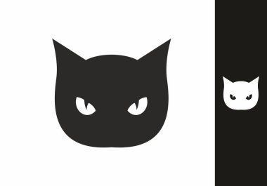 Siyah beyaz kedi kafası ve göz tasarımı