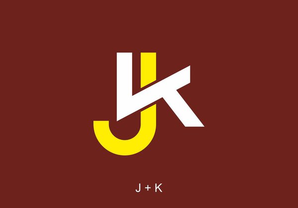 White yellow color of JK initial letter design