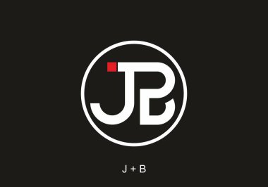JB 'nin siyah beyaz kırmızı ilk harf tasarımı