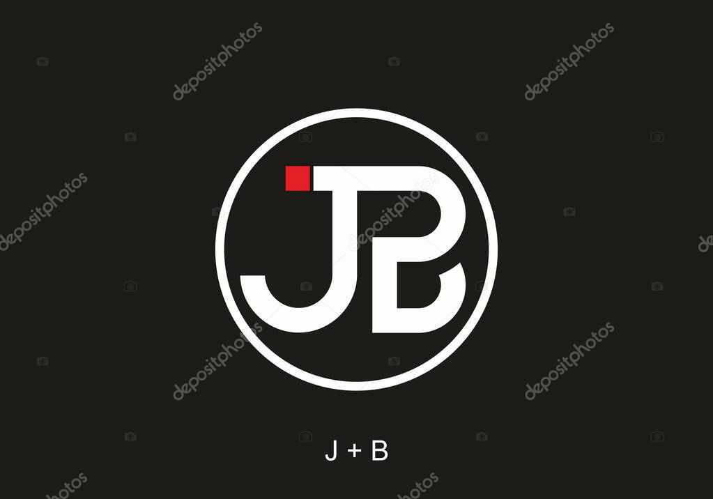 Black white red of JB initial letter design