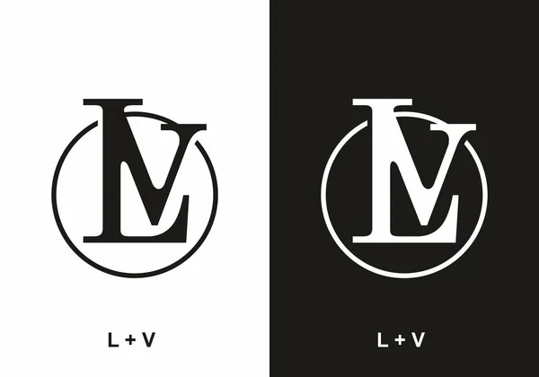 Lv monogram logo with circle outline design Vector Image