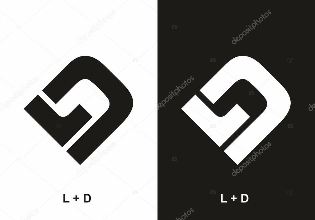 LD initial letter black and white design