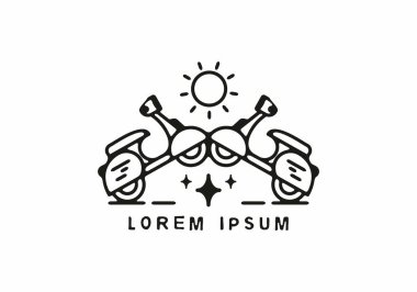 İkiz scooter ve güneş çizgisi sanat tasarımı