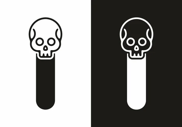 Black White Initial Letter Skull Head Design — Stock Vector
