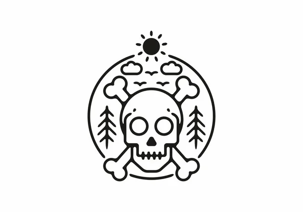 Calavera Naturaleza Línea Arte Ilustración Diseño — Vector de stock