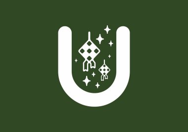 Ramazan temalı U harfinin beyaz yeşil rengi