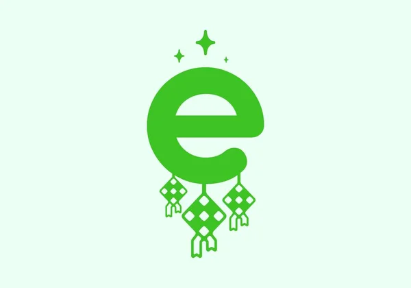 Verde Minúscula Letra Inicial Diseño Del Tema Ramadán — Archivo Imágenes Vectoriales