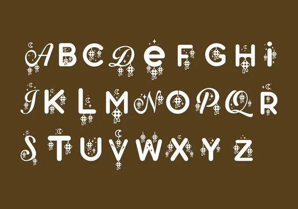 ラマダーンのテーマデザインにおけるアルファベットの頭文字AからZ — ストックベクタ