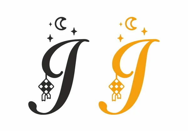 Чорно Жовта Початкова Літера Дизайні Теми Рамадан — стоковий вектор
