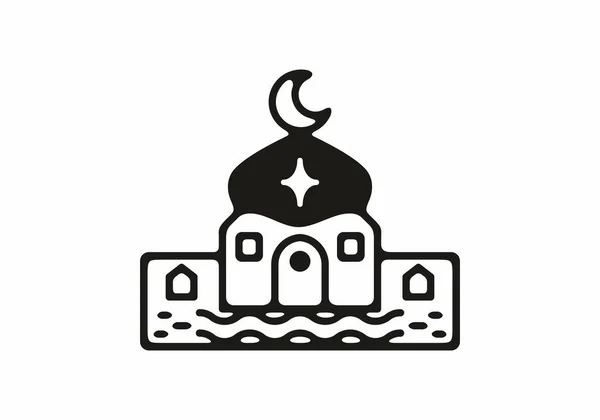 Cami Illüstrasyonunun Siyah Rengi Ramazan Tema Tasarımı — Stok Vektör