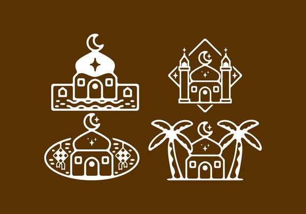 Ramazan Temalı Cami Koleksiyonunun Beyaz Kahverengi Rengi — Stok Vektör