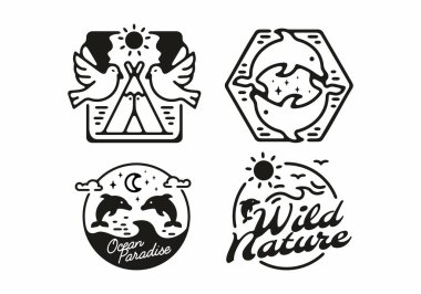 Siyah çizgi sanat hayvanı vahşi yaşam çizimi tasarımı