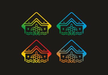 Kaplumbağa ve ev tasarımının renkli gradyan rengi