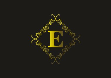 Eski çerçeve tasarımında E harfinin sarı altın rengi