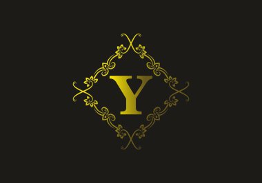 Eski çerçeve tasarımında Y harfinin sarı altın rengi
