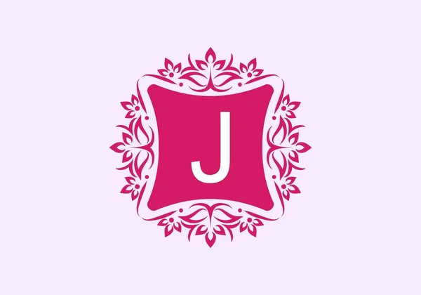 Рожева Вінтажна Рамка Початковою Літерою Середньому Дизайні — стоковий вектор