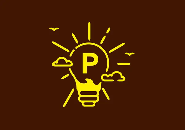 暗背景设计球状P开头字母的黄色 — 图库矢量图片