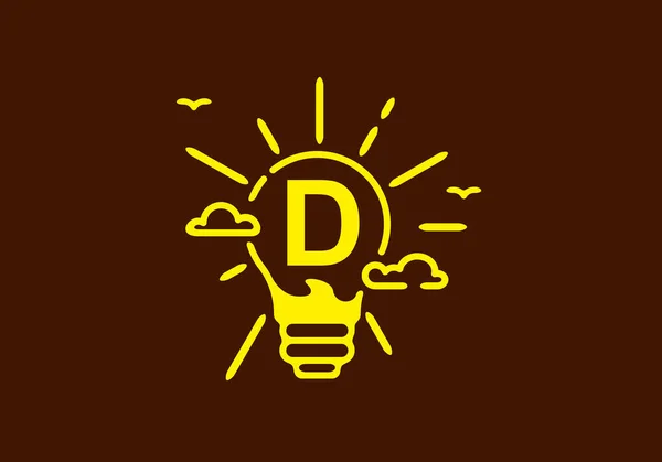 暗背景设计D字形首字母的黄色 — 图库矢量图片