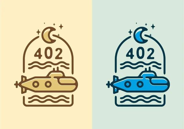 Красочная Плоская Линия Иллюстрация Дизайна Подводных Лодок — стоковый вектор