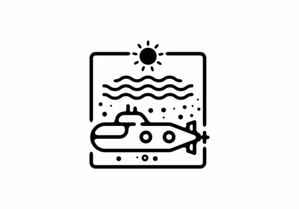 Illustrazione Della Linea Nera Del Sottomarino Forma Quadrata — Vettoriale Stock