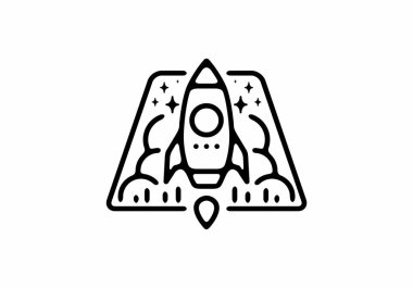 Trapezyum şekilli uçan roketin siyah çizgi çizimi