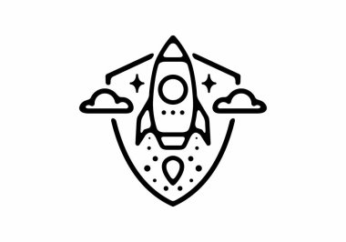 Kalkan şeklindeki roketin siyah çizgi çizimi