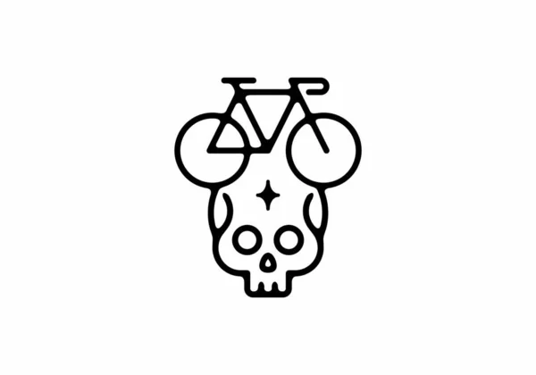 頭蓋骨の形のデザインの自転車の黒ラインアートイラスト — ストックベクタ