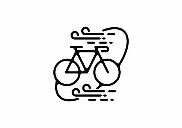 Illustration Art Ligne Noire Vélo Forme Ovale Inclinée — Image vectorielle