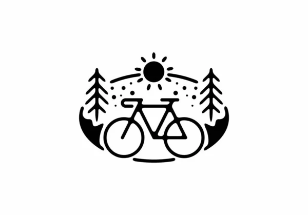Illustration Art Ligne Noire Vélo Design Ovale Amoureux — Image vectorielle