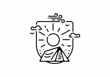 Kamp rozetinin oval şekilli siyah çizgi çizimi.