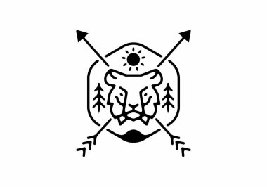 Altıgen şekilli siyah çizgi sanat kaplanı kafası