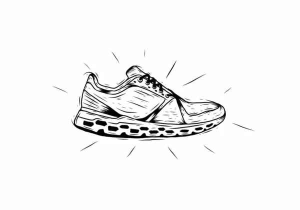 Dessin Art Ligne Noir Nouvelle Conception Chaussures Modernes — Image vectorielle