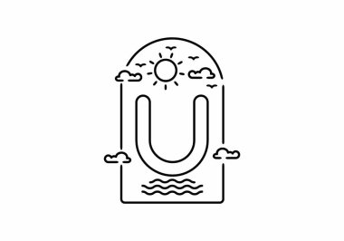 U harfiyle başlayan plaj çizgisi çizimi