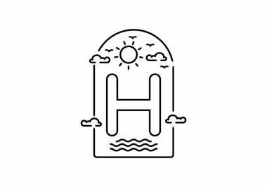 H harfiyle başlayan plajın çizgi çizimi