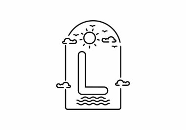 Sahilde L harfiyle çizilmiş çizgiler.