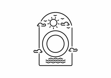 Sahilin O harfiyle çizilmiş çizgisi çizimi