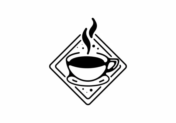 コーヒーカップデザインのブラックラインアートイラスト — ストックベクタ