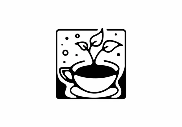 Ilustración Arte Línea Café Planta Diseño Forma Cuadrada — Archivo Imágenes Vectoriales