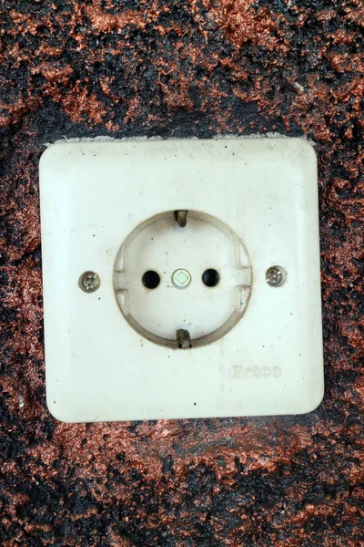 White Power Plug Stuck Wall Photo — Stock Photo, Image