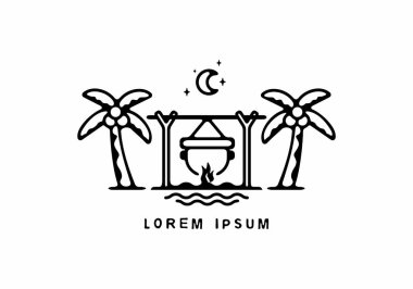 Plaj BBQ çizgisi resim tasarımı