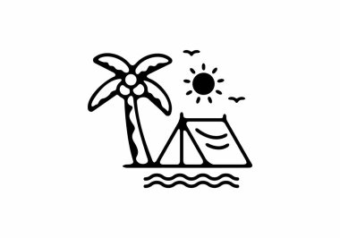 Plaj kamp hattı sanat çizimi tasarımı