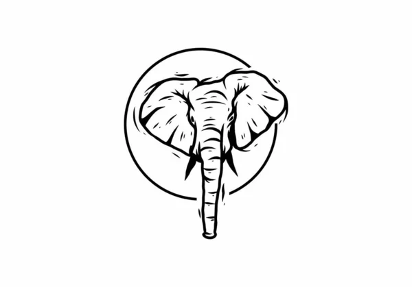 Dibujo Arte Línea Negra Diseño Cabeza Elefante — Archivo Imágenes Vectoriales