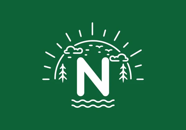 Emblema Natureza Selvagem Verde Branco Com Design Letra Inicial —  Vetores de Stock