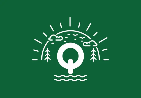 Emblema Natureza Selvagem Verde Branco Com Design Letra Inicial — Vetor de Stock